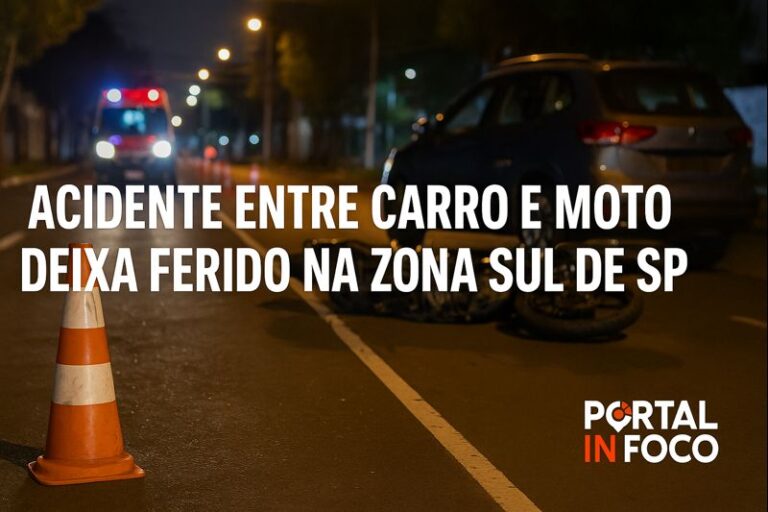 Acidente entre carro e moto deixa ferido na Zona Sul de SP