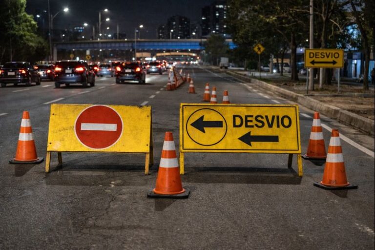 Pista local da Av. das Nações Unidas terá interdição noturna em Santo Amaro para instalação de passarela