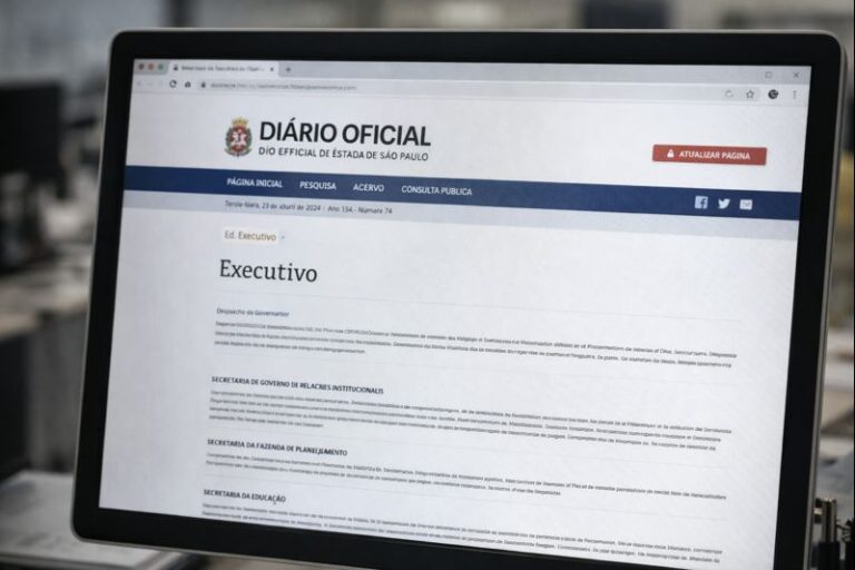 Diário Oficial do Estado publica atos de gestão e despesas do Governo de SP